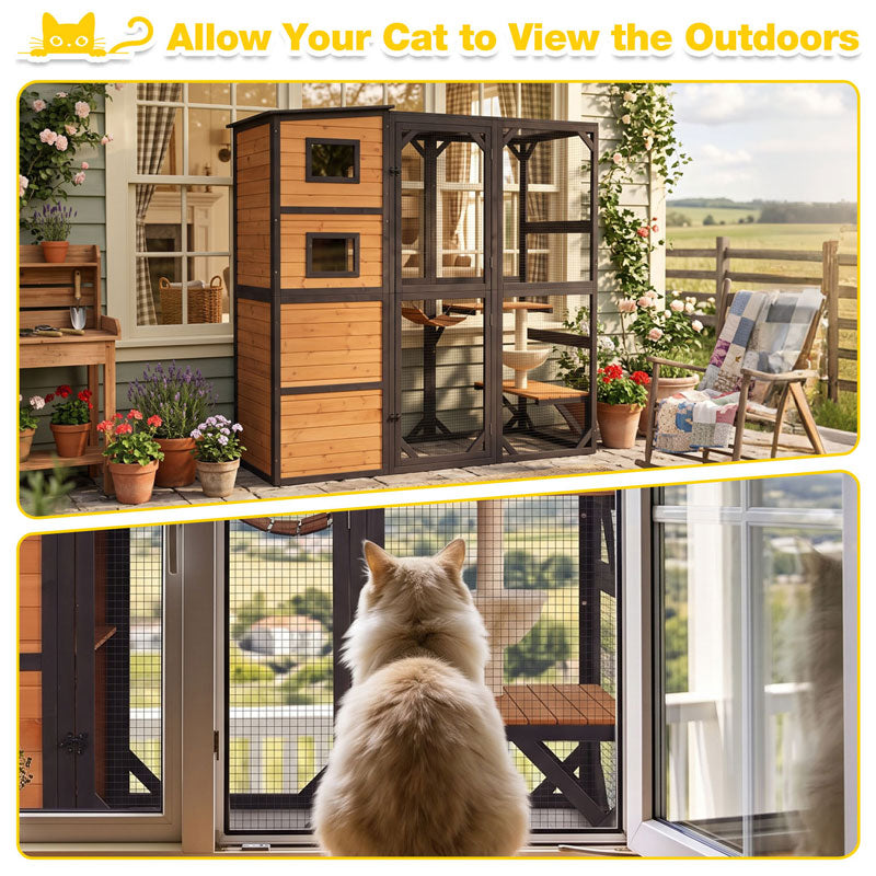 Aivituvin AIR54 Outdoor Cat Enclosure, 76.8-Inch Catio with Climbing Annex