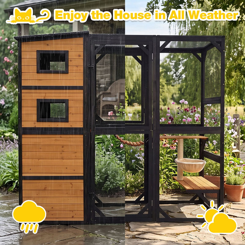 Aivituvin AIR54 Outdoor Cat Enclosure, 76.8-Inch Catio with Climbing Annex