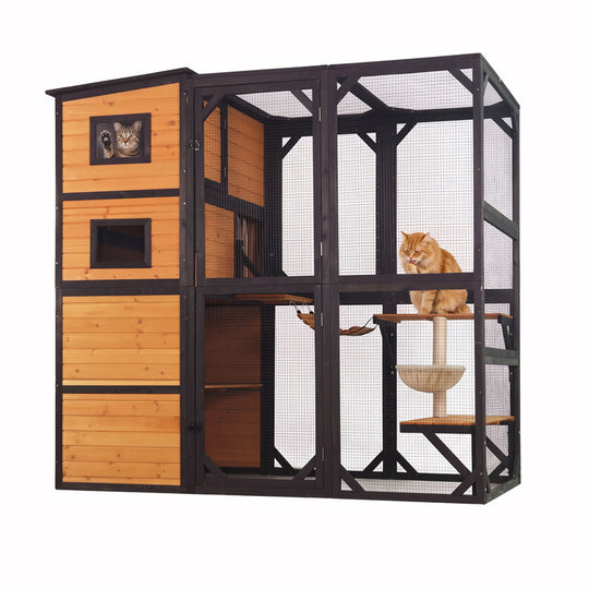 Aivituvin AIR54 Outdoor Cat Enclosure, 76.8-Inch Catio with Climbing Annex