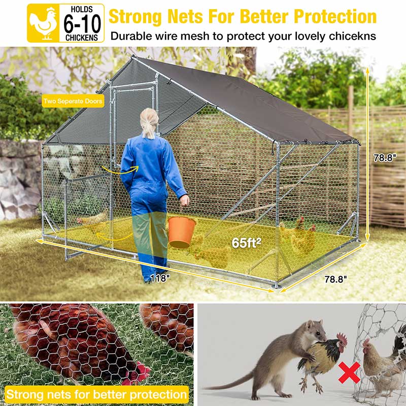 Aivituvin-AIR7022 Large Metal Chicken Run for Chickens, Ducks, Rabbits, and Small Animals