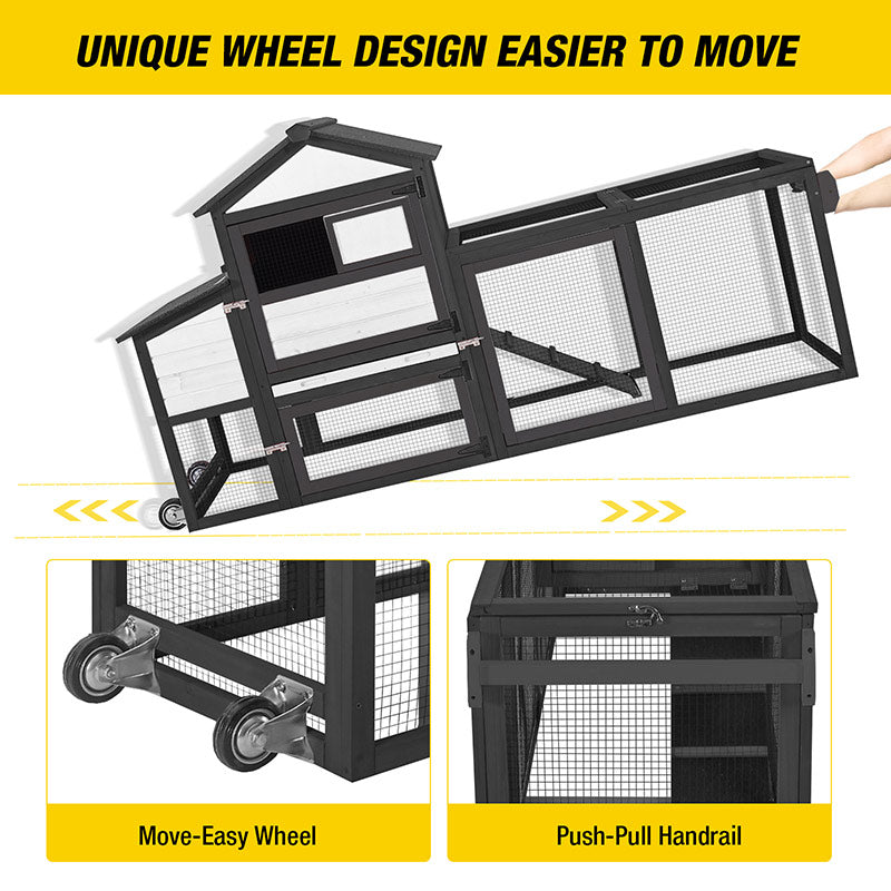 Aivituvin Mobile Chicken Tractor AIR72, Chicken Coop for 2-3 Chickens,12.33ft²