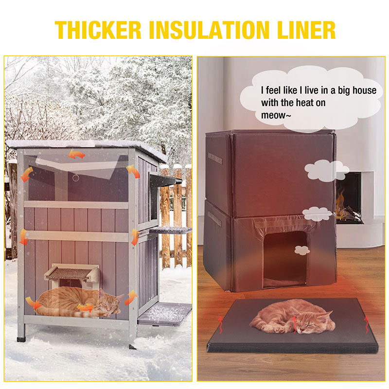 Aivituvin-AIR14-IN Insulated Two-Storey Cat House for Winter | Warm Liner Inside