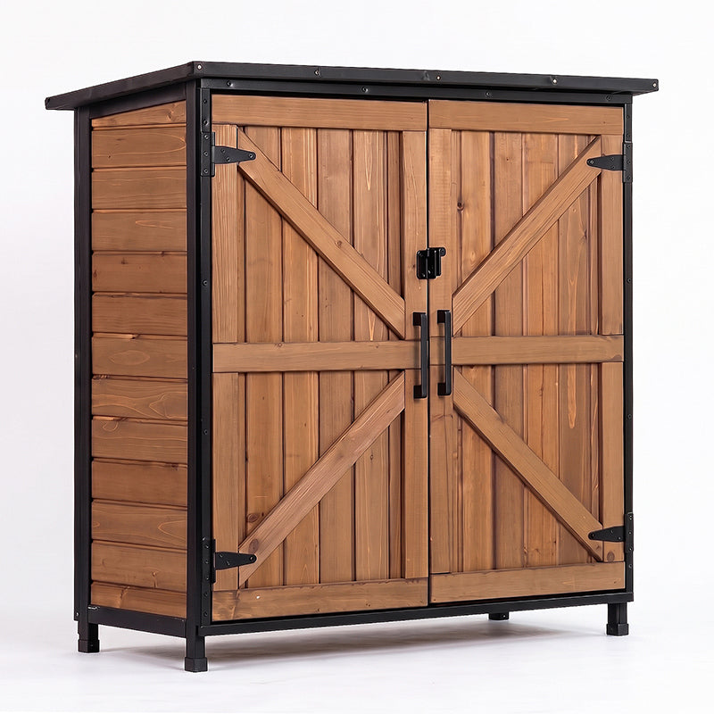 Aivituvin Wooden Garden Storage Shed AIR105-DB/M, Waterproof Roof for Outdoor Storage
