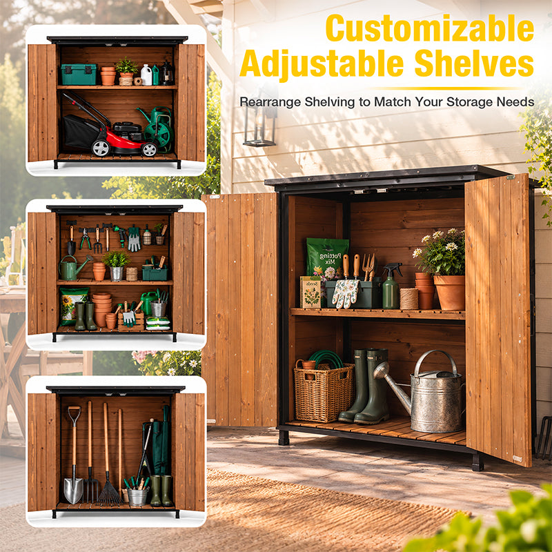 Aivituvin Wooden Garden Storage Shed AIR105-DB/M, Waterproof Roof for Outdoor Storage