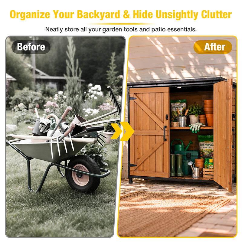 Aivituvin Wooden Garden Storage Shed AIR105-DB/M, Waterproof Roof for Outdoor Storage