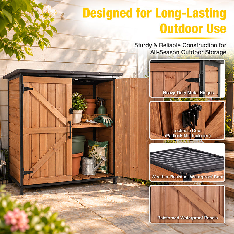 Aivituvin Wooden Garden Storage Shed AIR105-DB/M, Waterproof Roof for Outdoor Storage