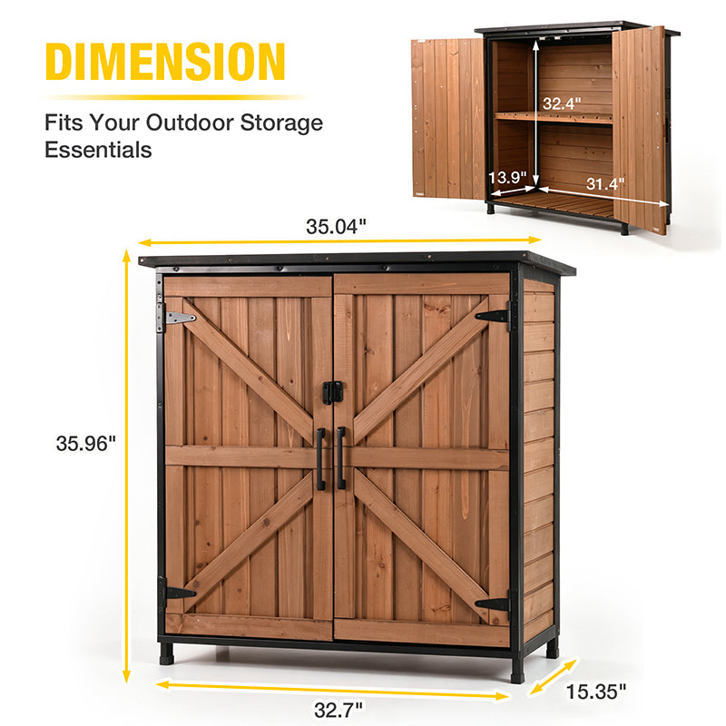 Aivituvin Wooden Garden Storage Shed AIR105-DB/M, Waterproof Roof for Outdoor Storage