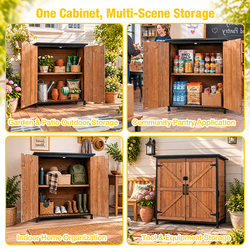 Aivituvin Wooden Garden Storage Shed AIR105-DB/M, Waterproof Roof for Outdoor Storage