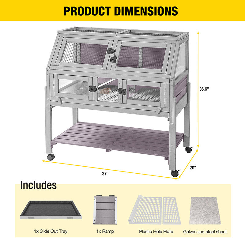 Aivituvin-AIR62 Large Guinea Pig Cages| Wooden Guinea Pig Habitat