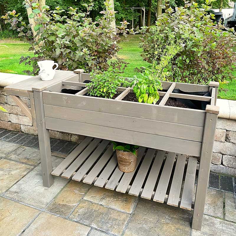 Morgete Raised Garden Bed Elevated Wood Planter Box Stand Outdoor Garden Kit for Herb with Large Storage Shelf