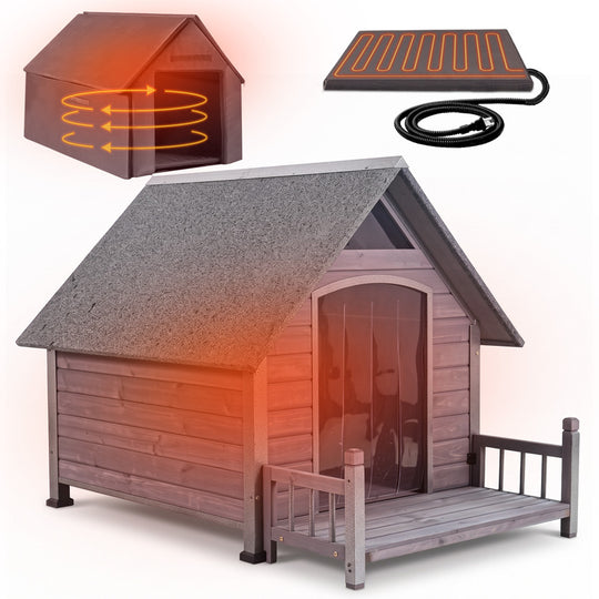 Aivituvin Heated Dog House AIR80/81-IN-HP, 32.9"L/37.4"L Metal Frame, Heating Pad, Insulation Liner