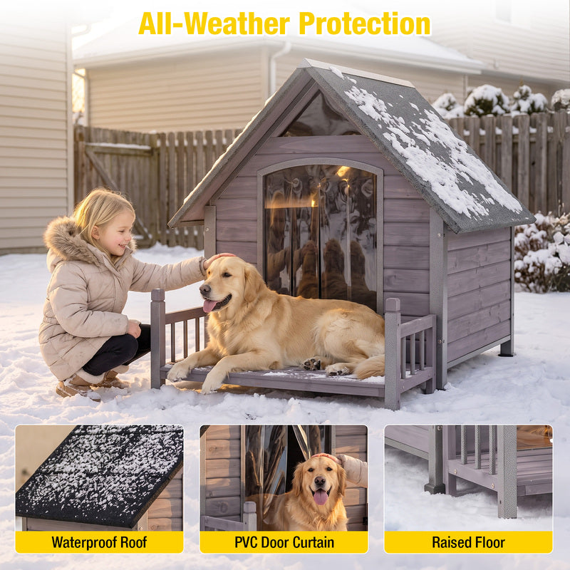 Aivituvin Heated Dog House AIR80/81-IN-HP, 32.9"L/37.4"L Metal Frame, Heating Pad, Insulation Liner