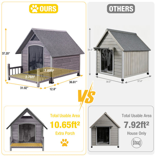 Aivituvin Heated Dog House AIR80/81-IN-HP, 32.9"L/37.4"L Metal Frame, Heating Pad, Insulation Liner