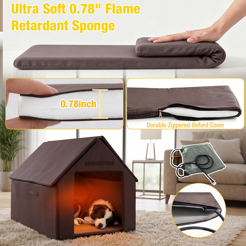 Aivituvin Heated Dog House AIR80/81-IN-HP, 32.9"L/37.4"L Metal Frame, Heating Pad, Insulation Liner