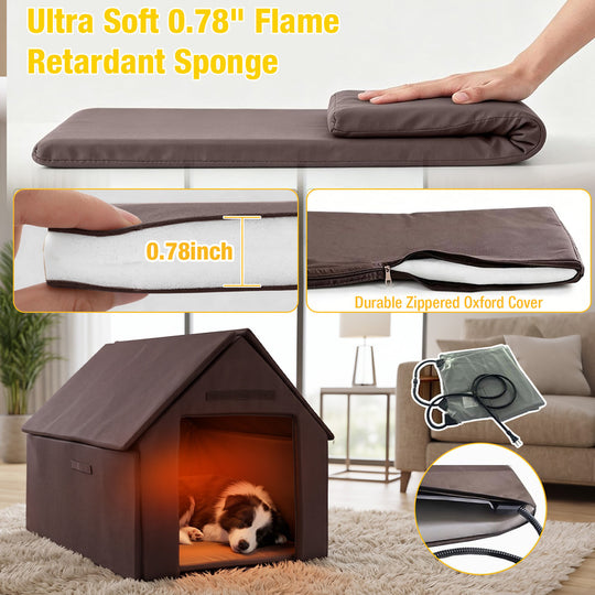 Aivituvin Heated Dog House AIR80/81-IN-HP, 32.9"L/37.4"L Metal Frame, Heating Pad, Insulation Liner
