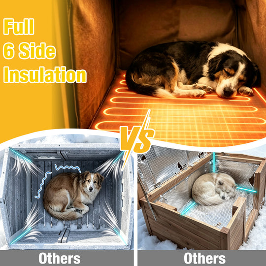 Aivituvin Heated Dog House AIR80/81-IN-HP, 32.9"L/37.4"L Metal Frame, Heating Pad, Insulation Liner