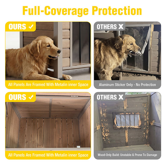 Aivituvin Wooden Dog Crates AIR73/74/75/76, 33.5"L/43.3"L, Heavy Duty Iron Frame