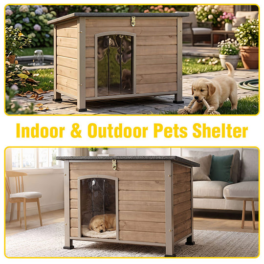 Aivituvin Wooden Dog Crates AIR73/74/75/76, 33.5"L/43.3"L, Heavy Duty Iron Frame