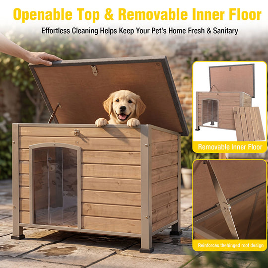 Aivituvin Wooden Dog Crates AIR73/74/75/76, 33.5"L/43.3"L, Heavy Duty Iron Frame