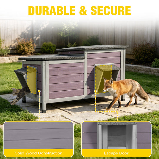 Aivituvin Feral Cat Shelter AIR93, Two-Room Outdoor Cat House