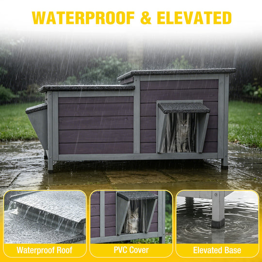 Aivituvin Feral Cat Shelter AIR93, Two-Room Outdoor Cat House