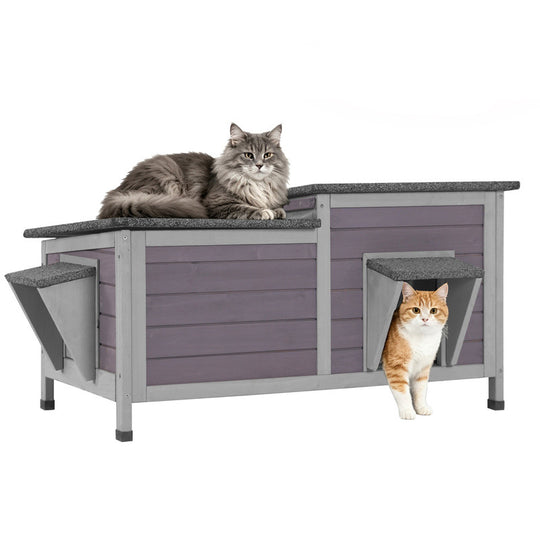 Aivituvin Feral Cat Shelter AIR93, Two-Room Outdoor Cat House