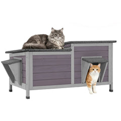 Aivituvin Two-Room Outdoor Cat House AIR93 with Opening Roof