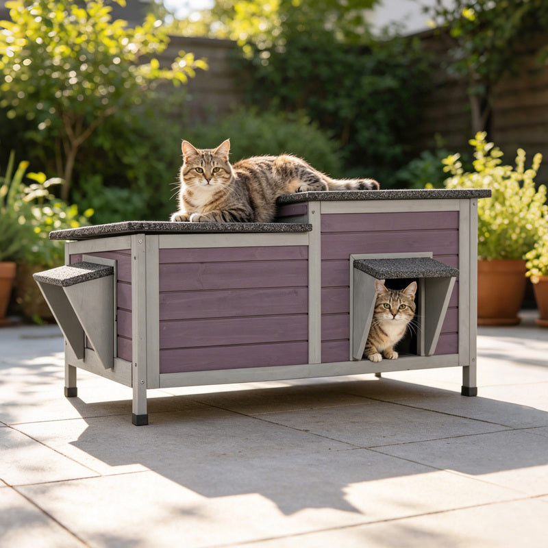 Aivituvin Feral Cat Shelter AIR93, Two-Room Outdoor Cat House