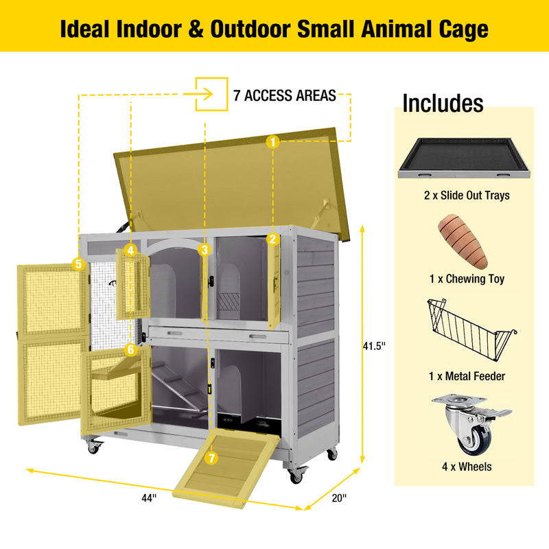Aivituvin-AIR06-C 2 Story Rabbit Hutch On Wheels (Inner Space 8.32 ft²)