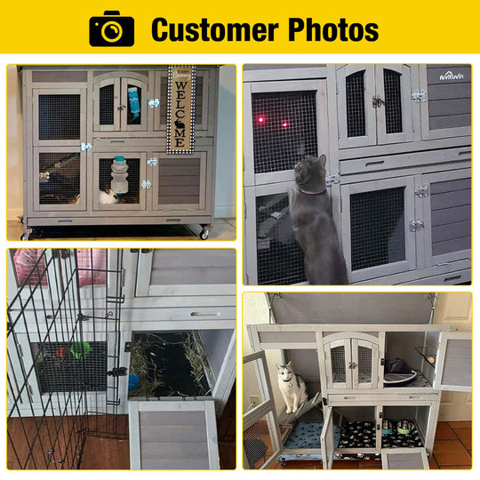 Aivituvin-AIR06-C 2 Story Rabbit Hutch On Wheels (Inner Space 8.32 ft²)