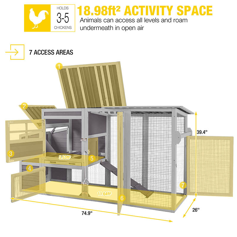 Aivituvin-AIR31 Large Chicken House | Outdoor Chicken Coop for 2-3 Hens