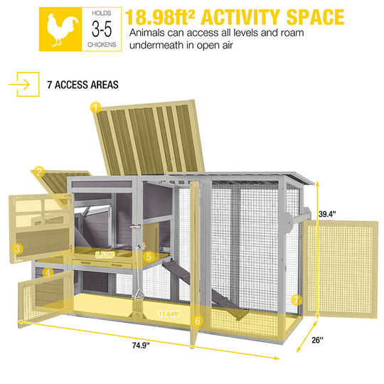 Aivituvin-AIR31 Large Chicken House | Outdoor Chicken Coop for 2-3 Hens