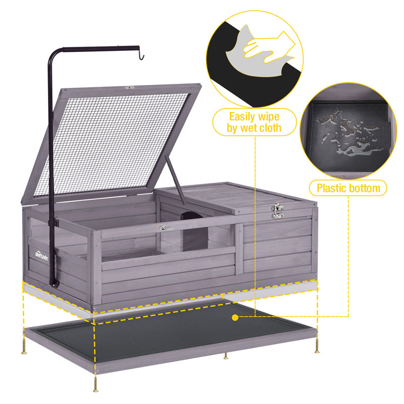 Morgete Tortoise Habitat Turtle Enclosure, Wooden Reptile Cage for Small Animals, Adjustable Light Stand