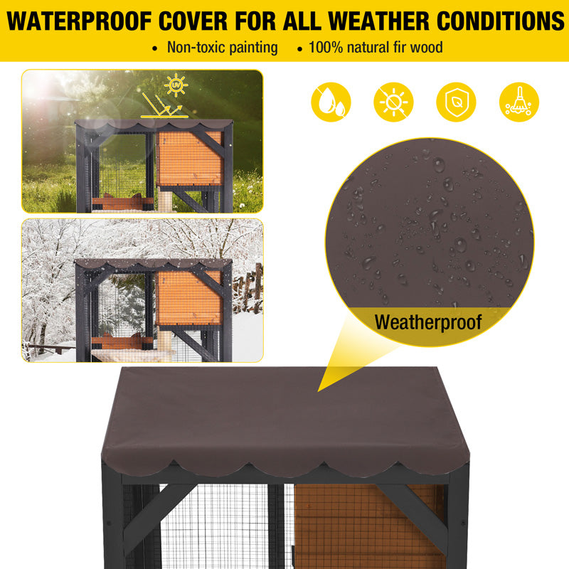 Aivituvin-AIR22-M Medium Wooden Outdoor Cat Catio with Wheels| Connecting with Window