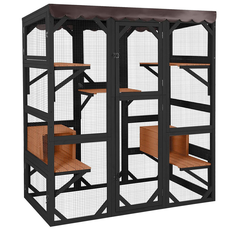Aivituvin-AIR37-M 62.6"L Walk-in Large Cat Enclosure with Roof Tarp - Connects to Windows or Cat Doors