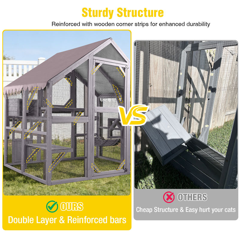 Aivituvin Walk-in Cat Enclosure AIR52, Outdoor Cat Run