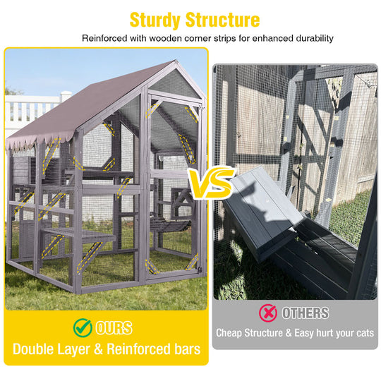 Aivituvin Walk-in Cat Enclosure AIR52, Outdoor Cat Run