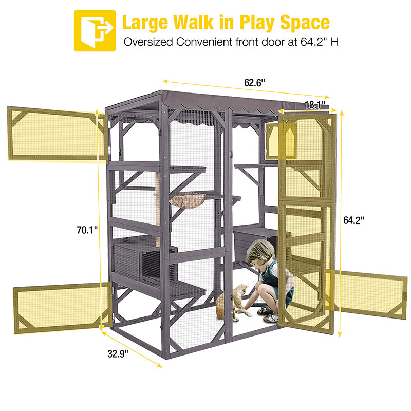 Aivituvin Walk-in Cat Enclosure AIR37-M, 62.6