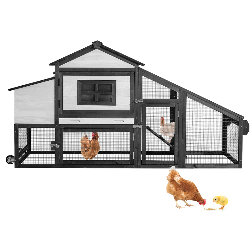 Aivituvin Wooden Chicken Coop on Wheels AIR23, Backyard Chicken Cage for 2-3 Hens