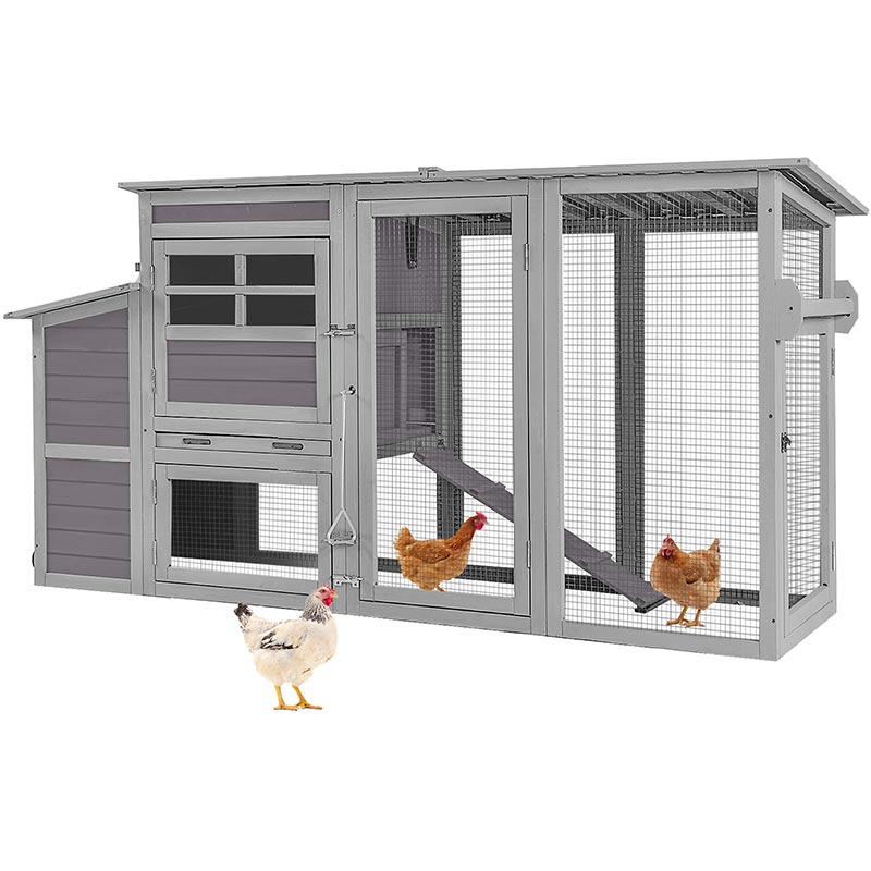 MEDEHOO 78.4'' Chicken Coop Large Hen House with Next Box,Wood Poultry Cage with Slide Tray