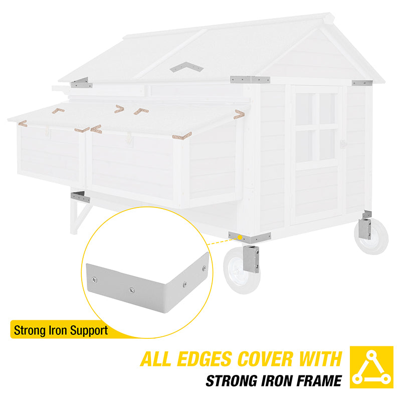 Aivituvin Wooden Chicken Tractor AIR97, Extra-Large Chicken Coop for 8-10 Chickens