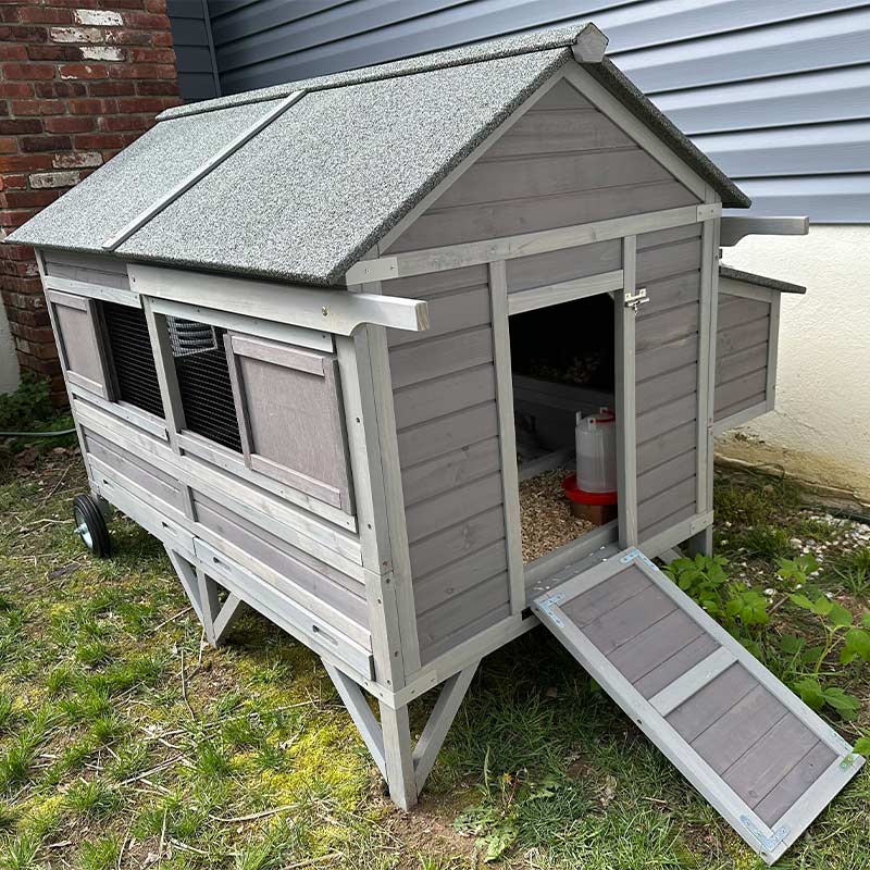 Aivituvin Wooden Chicken Tractor AIR97, Extra-Large Chicken Coop for 8-10 Chickens