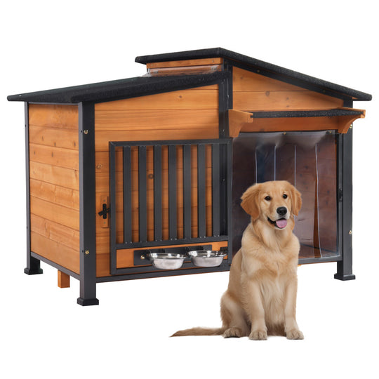 Aivituvin-AIR7021 Metal Frame Wooden Dog House | Waterproof Roof