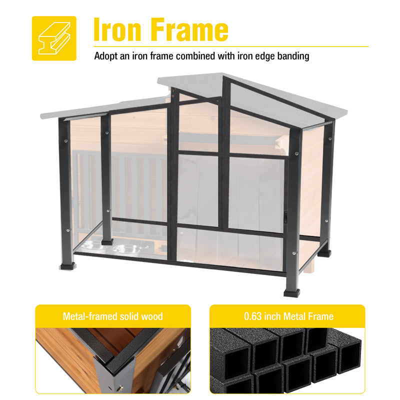 Aivituvin-AIR7021 Metal Frame Wooden Dog House | Waterproof Roof