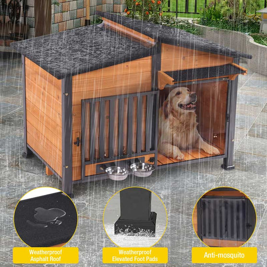 Aivituvin-AIR7021 Metal Frame Wooden Dog House | Waterproof Roof