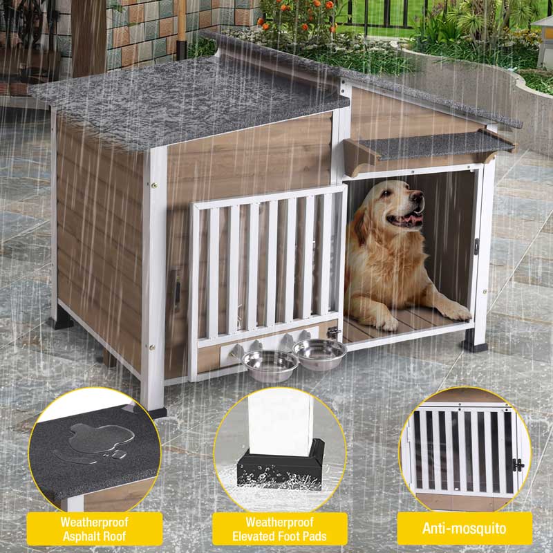 Aivituvin-AIR7021 Metal Frame Wooden Dog House | Waterproof Roof