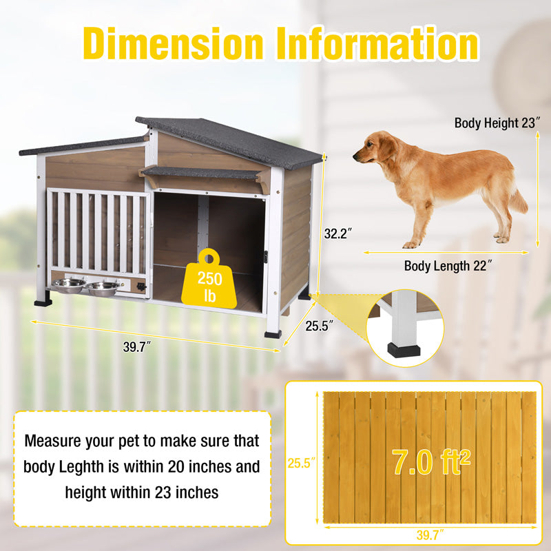 Aivituvin-AIR7021 Metal Frame Wooden Dog House | Waterproof Roof