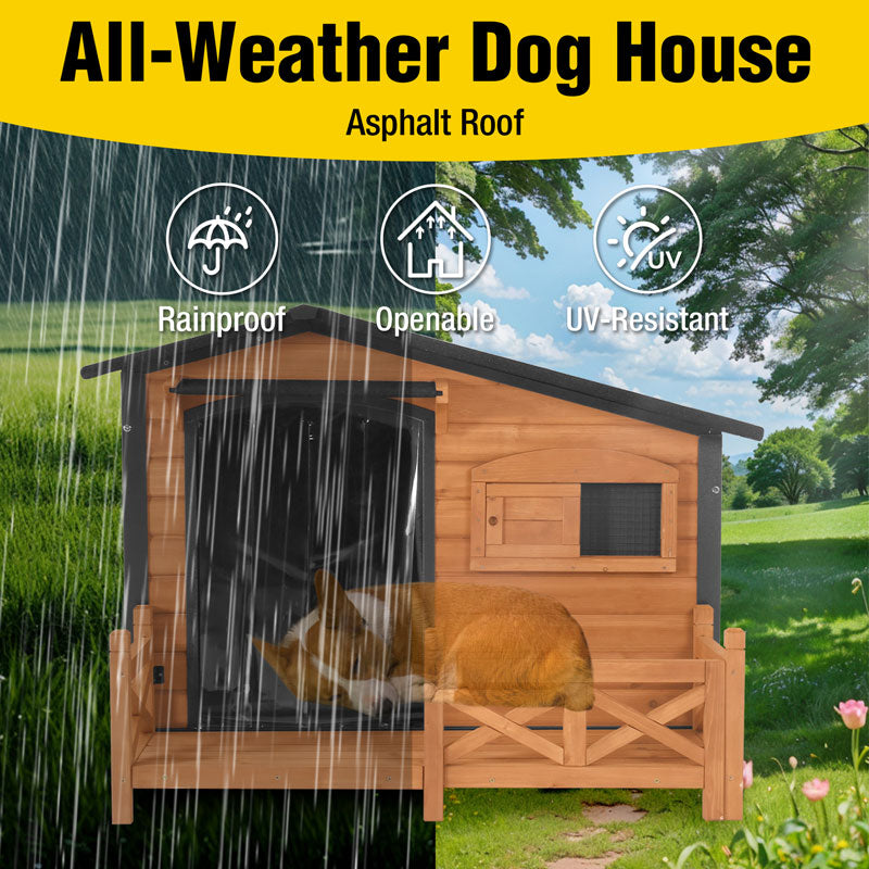 Aivituvin-AIR7024/7024-B 44.6"L Large Outdoor Dog Shelter | Metal Frame