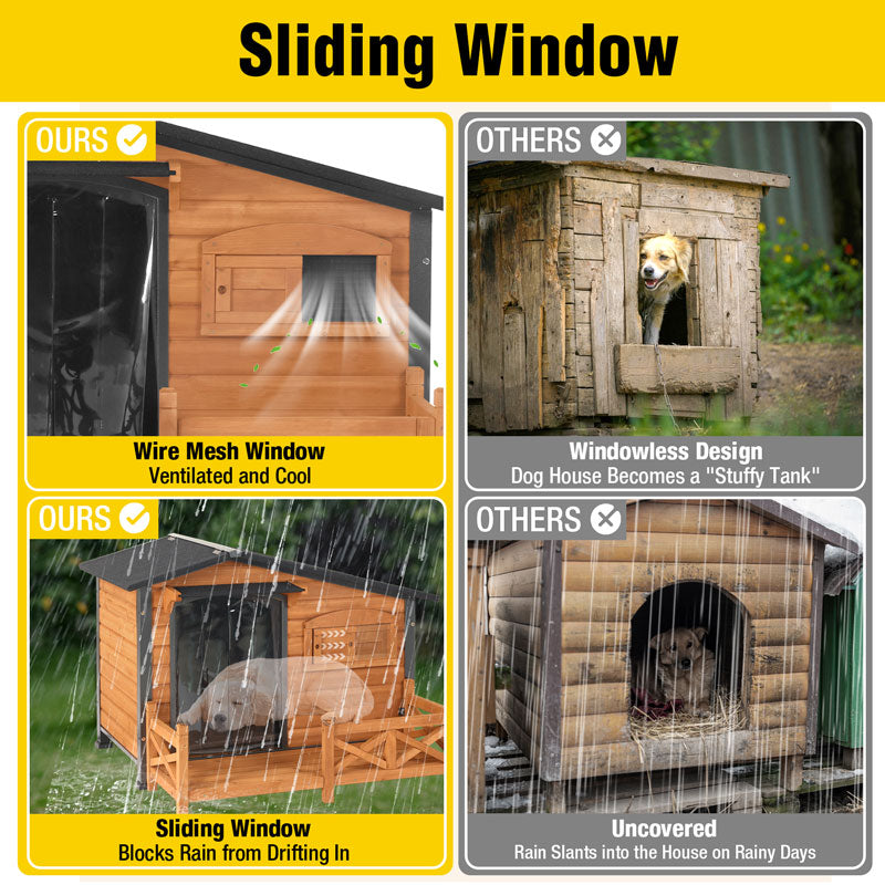 Aivituvin-AIR7024/7024-B 44.6"L Large Outdoor Dog Shelter | Metal Frame