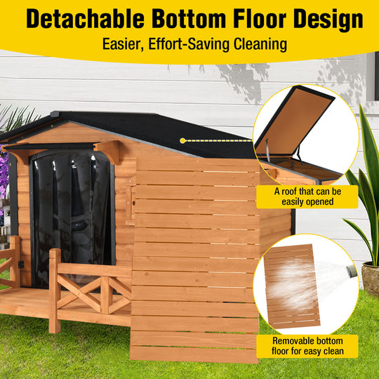 Aivituvin-AIR7024/7024-B 44.6"L Large Outdoor Dog Shelter | Metal Frame